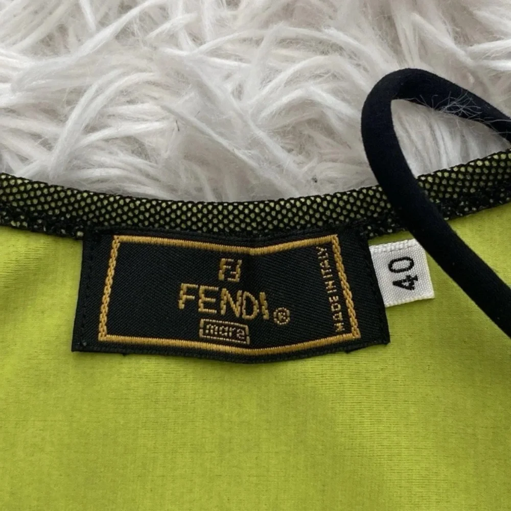 Y2K Fendi lime Green with black micro mesh Mini Dress - Picture 14 of 16